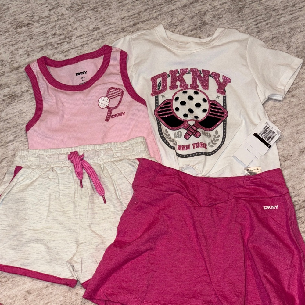 DKNY Pink and White Girls' Outfit Set